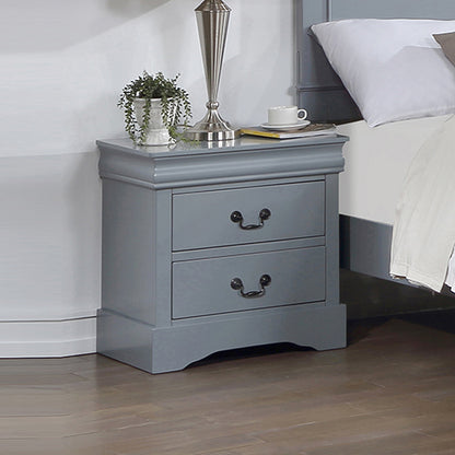Bedside Table Grey Colour With 2 Drawers Night Stand Solid Wood Metal Handles-Furniture &gt; Bedroom &gt; Bedside Tables-PEROZ Accessories