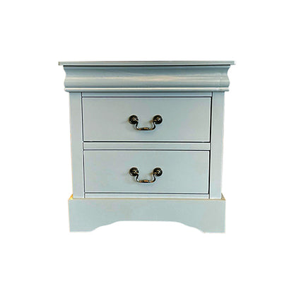 Bedside Table Grey Colour With 2 Drawers Night Stand Solid Wood Metal Handles-Furniture &gt; Bedroom &gt; Bedside Tables-PEROZ Accessories