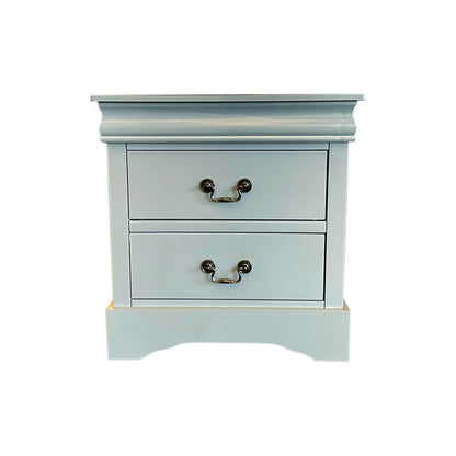 Bedside Table Grey Colour With 2 Drawers Night Stand Solid Wood Metal Handles-Furniture &gt; Bedroom &gt; Bedside Tables-PEROZ Accessories