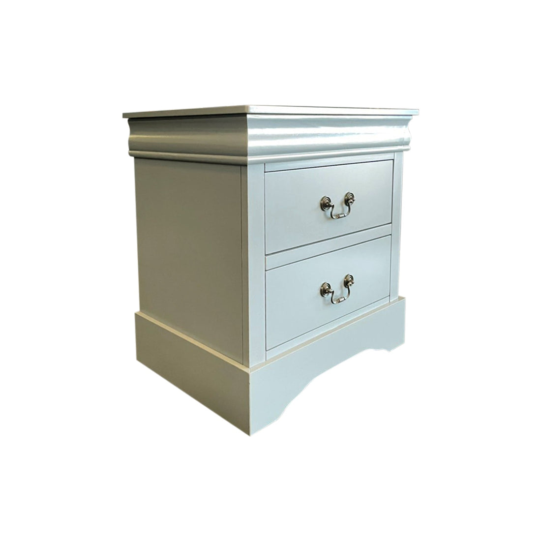 Bedside Table Grey Colour With 2 Drawers Night Stand Solid Wood Metal Handles-Furniture &gt; Bedroom &gt; Bedside Tables-PEROZ Accessories