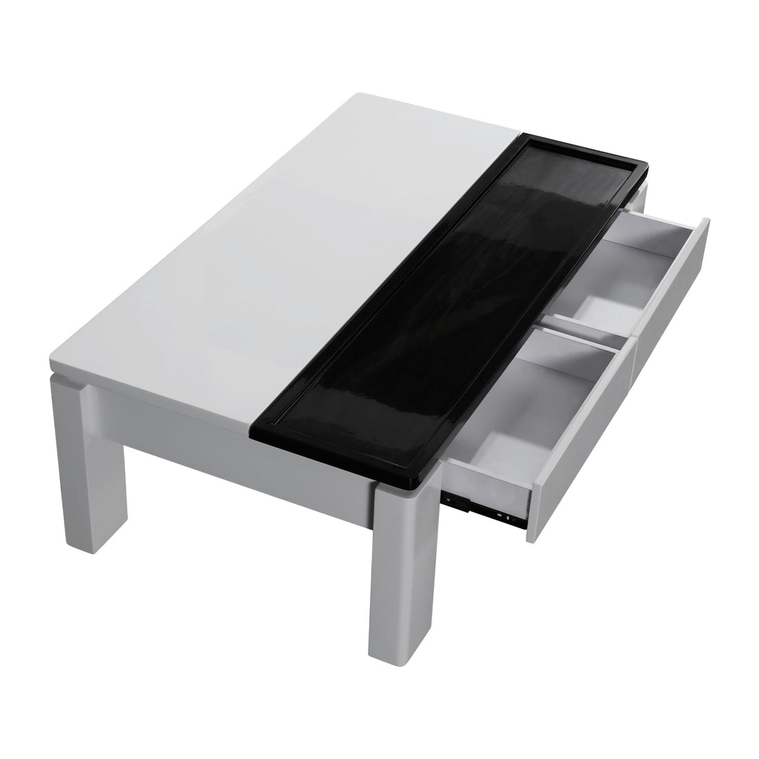 Coffee Table High Gloss Finish Lift Up Top MDF Black &amp; White Colour Interior Storage-Furniture > Living Room > Coffee Tables-PEROZ Accessories