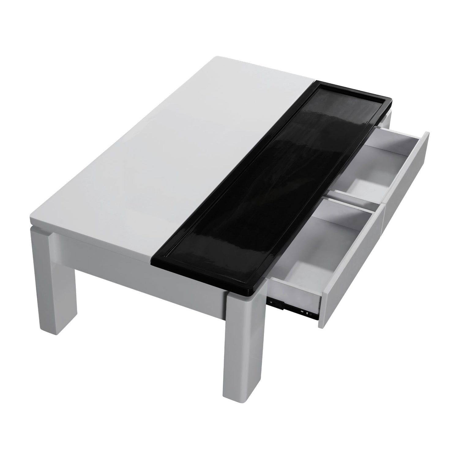 Coffee Table High Gloss Finish Lift Up Top MDF Black &amp; White Colour Interior Storage-Furniture > Living Room > Coffee Tables-PEROZ Accessories