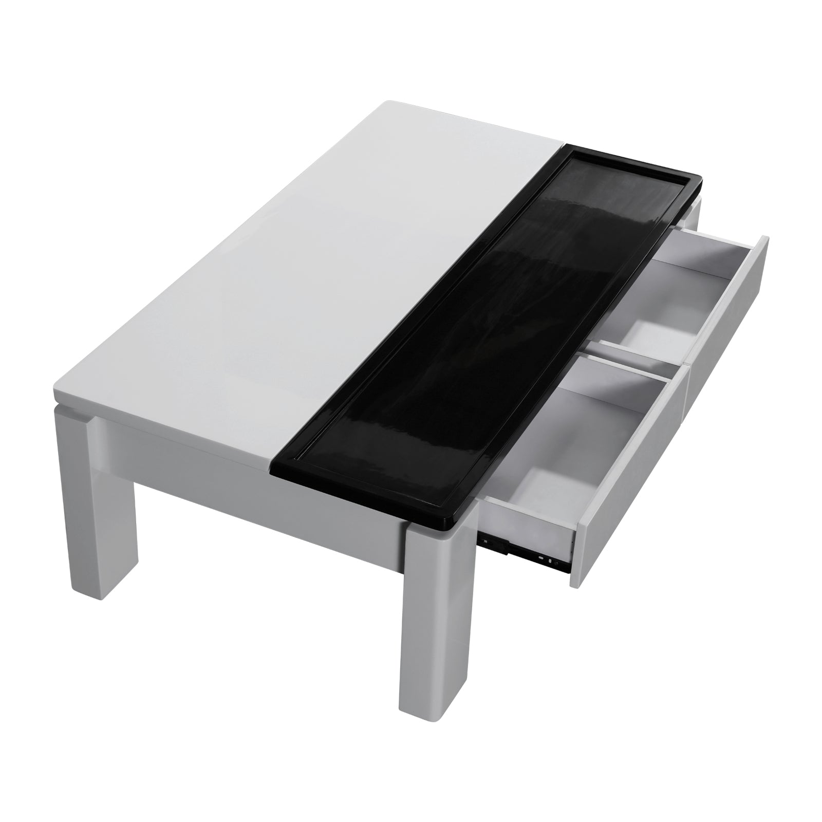 Coffee Table High Gloss Finish Lift Up Top MDF Black &amp; White Colour Interior Storage-Furniture > Living Room > Coffee Tables-PEROZ Accessories