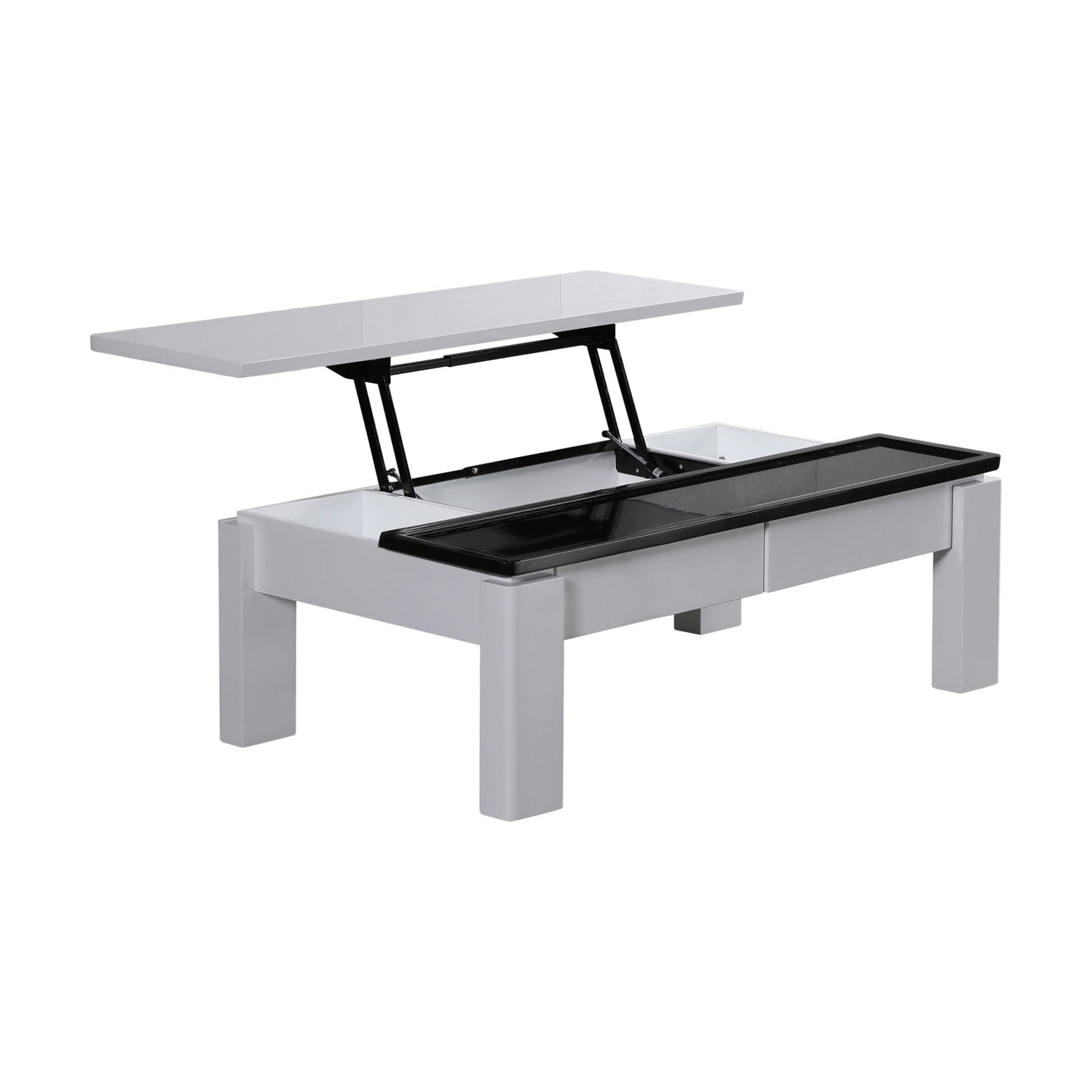 Coffee Table High Gloss Finish Lift Up Top MDF Black &amp; White Colour Interior Storage-Furniture > Living Room > Coffee Tables-PEROZ Accessories
