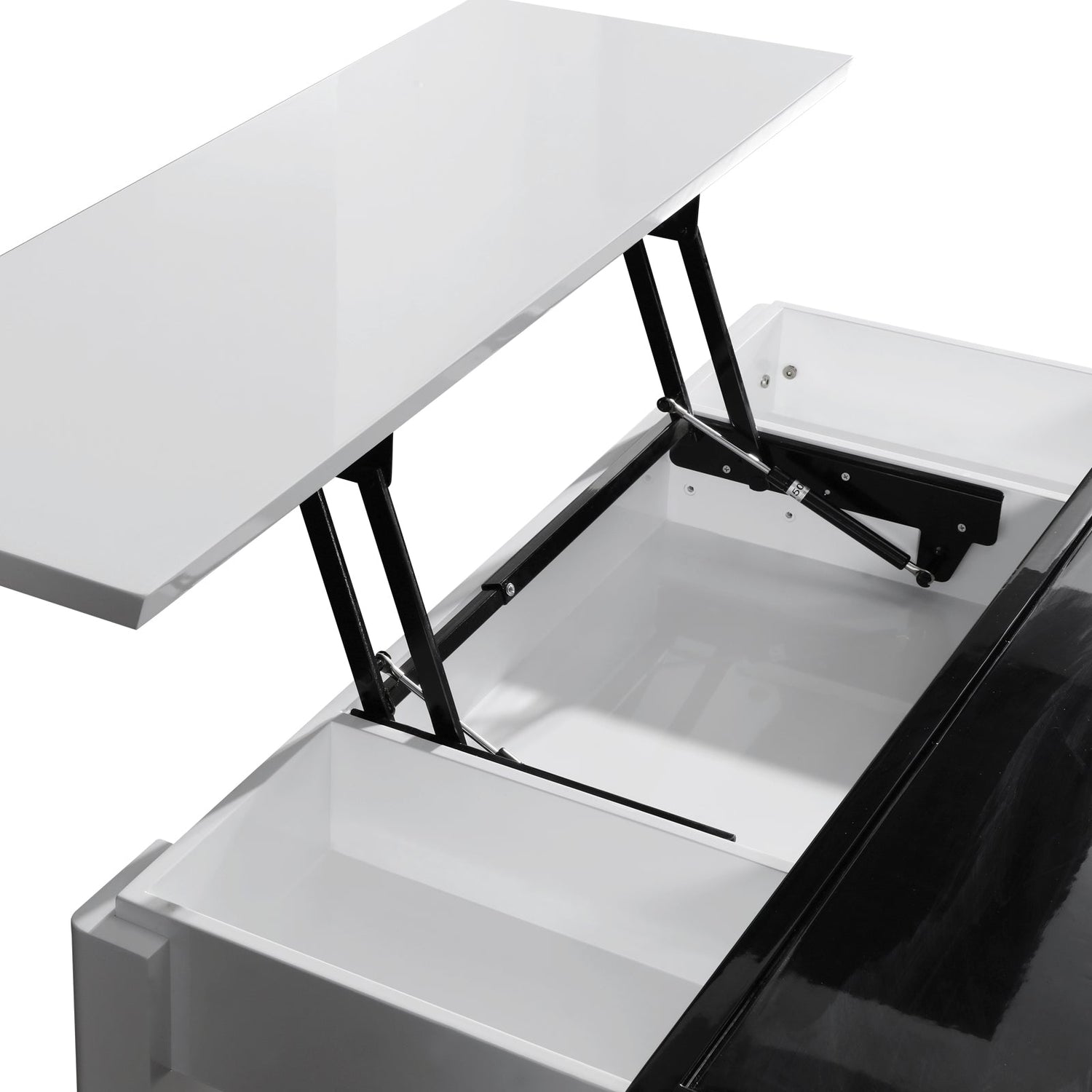 Coffee Table High Gloss Finish Lift Up Top MDF Black &amp; White Colour Interior Storage-Furniture > Living Room > Coffee Tables-PEROZ Accessories