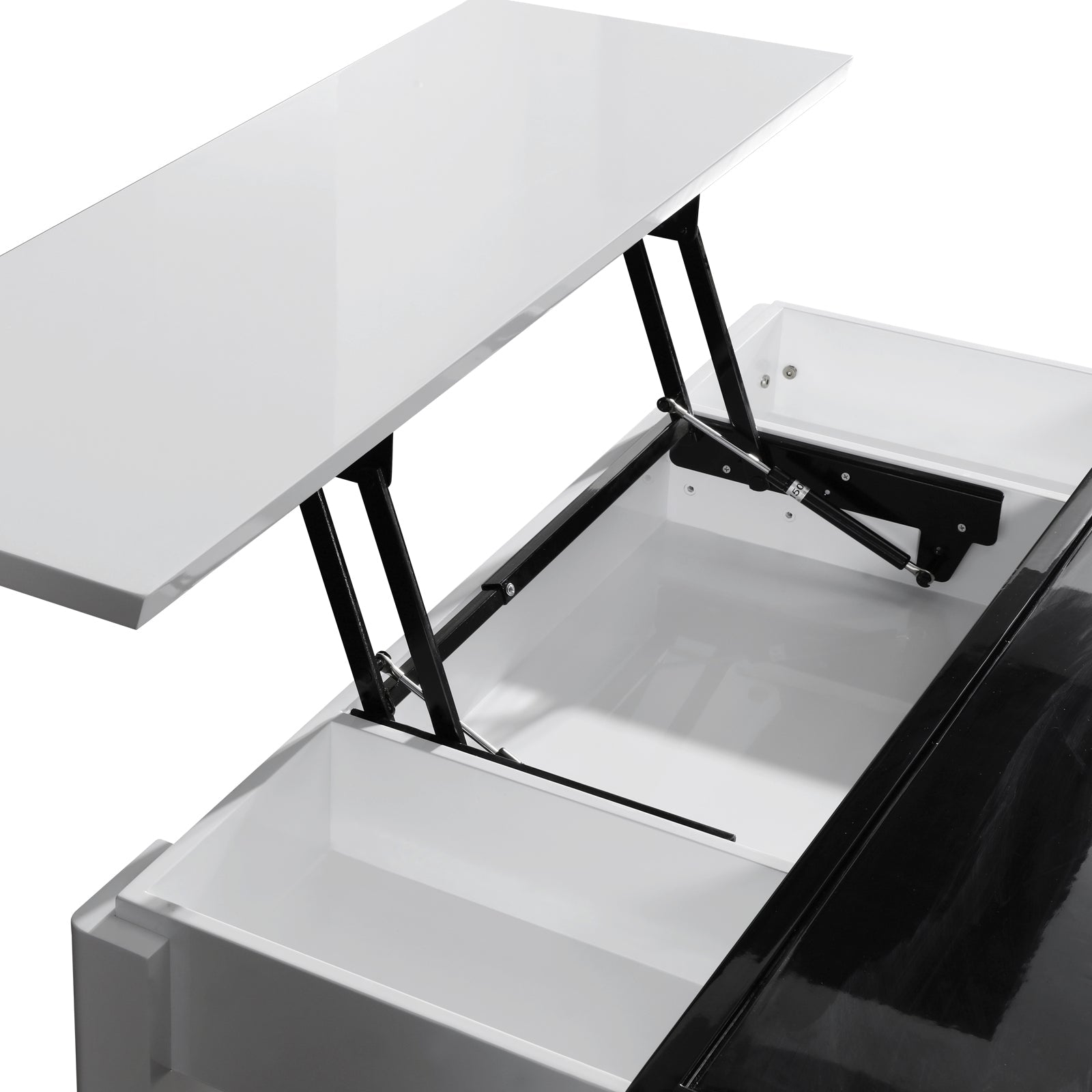 Coffee Table High Gloss Finish Lift Up Top MDF Black &amp; White Colour Interior Storage-Furniture > Living Room > Coffee Tables-PEROZ Accessories