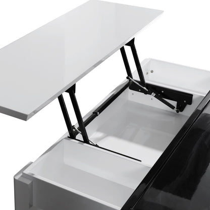 Coffee Table High Gloss Finish Lift Up Top MDF Black &amp; White Colour Interior Storage-Furniture > Living Room > Coffee Tables-PEROZ Accessories