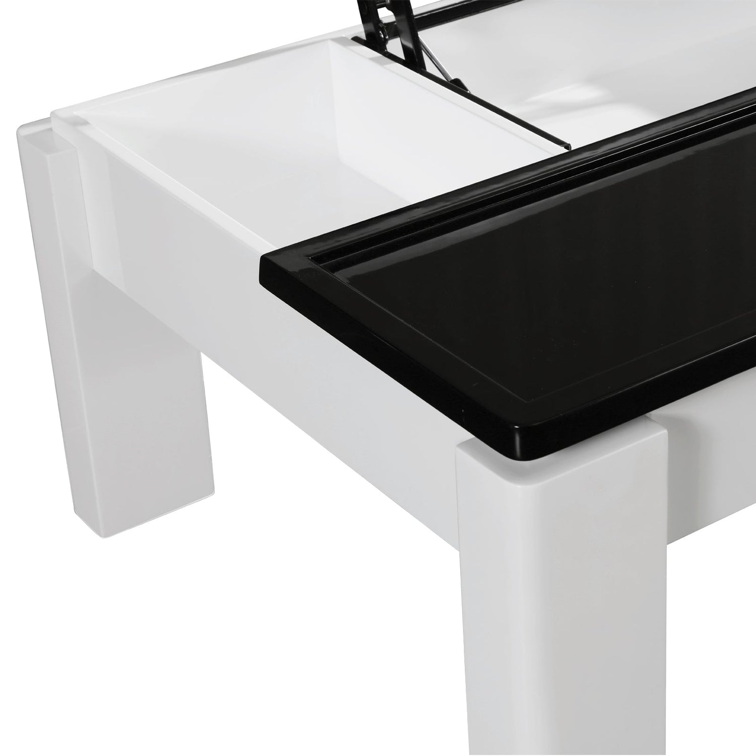 Coffee Table High Gloss Finish Lift Up Top MDF Black &amp; White Colour Interior Storage-Furniture > Living Room > Coffee Tables-PEROZ Accessories