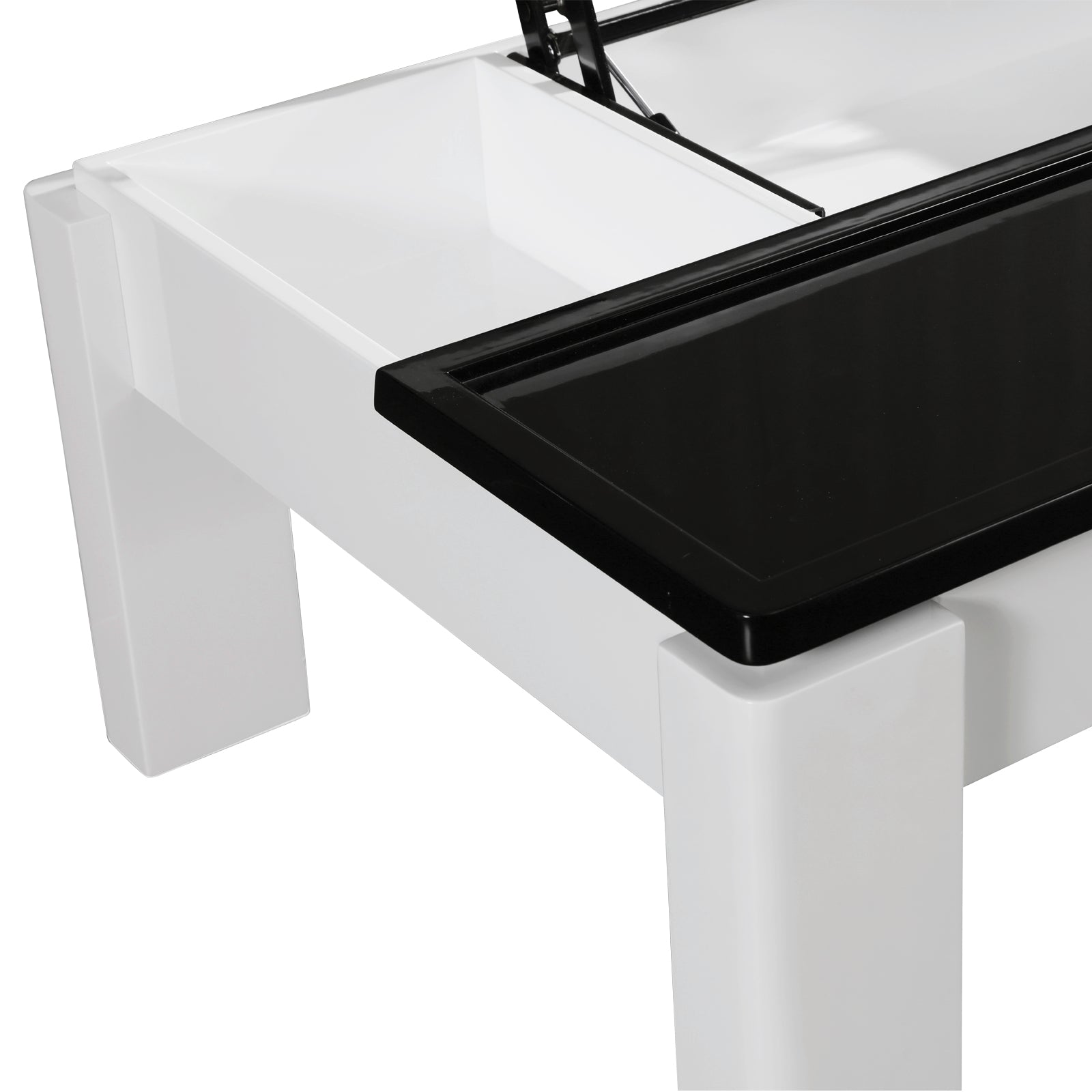 Coffee Table High Gloss Finish Lift Up Top MDF Black &amp; White Colour Interior Storage-Furniture > Living Room > Coffee Tables-PEROZ Accessories