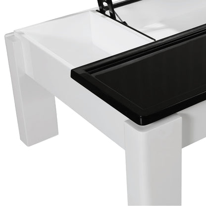 Coffee Table High Gloss Finish Lift Up Top MDF Black &amp; White Colour Interior Storage-Furniture > Living Room > Coffee Tables-PEROZ Accessories