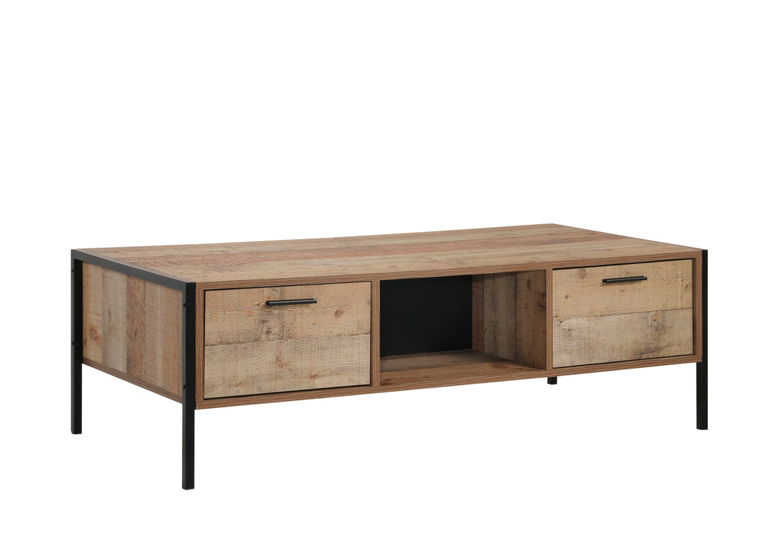 Coffee Table 2 Drawers Particle Board Storage in Oak Colour-Furniture > Bedroom > Dressers-PEROZ Accessories