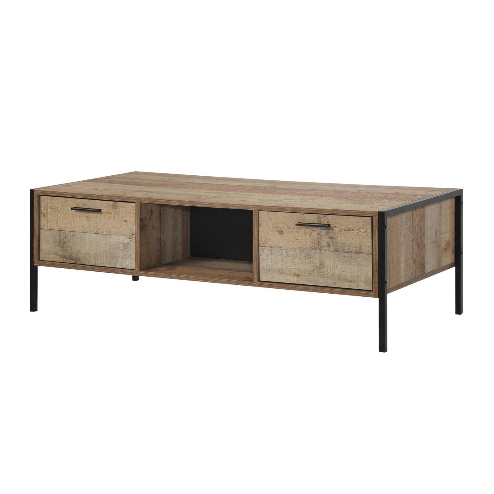 Coffee Table 2 Drawers Particle Board Storage in Oak Colour-Furniture > Bedroom > Dressers-PEROZ Accessories