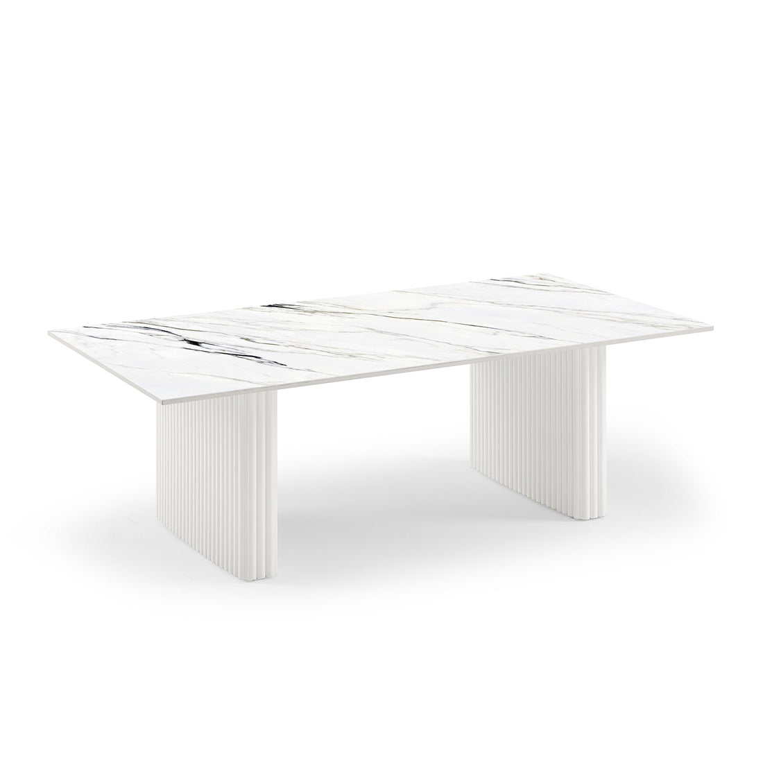Coffee Table Sintered Stone Top MDF Table Base Glossy White-Furniture > Living Room > Coffee Tables-PEROZ Accessories