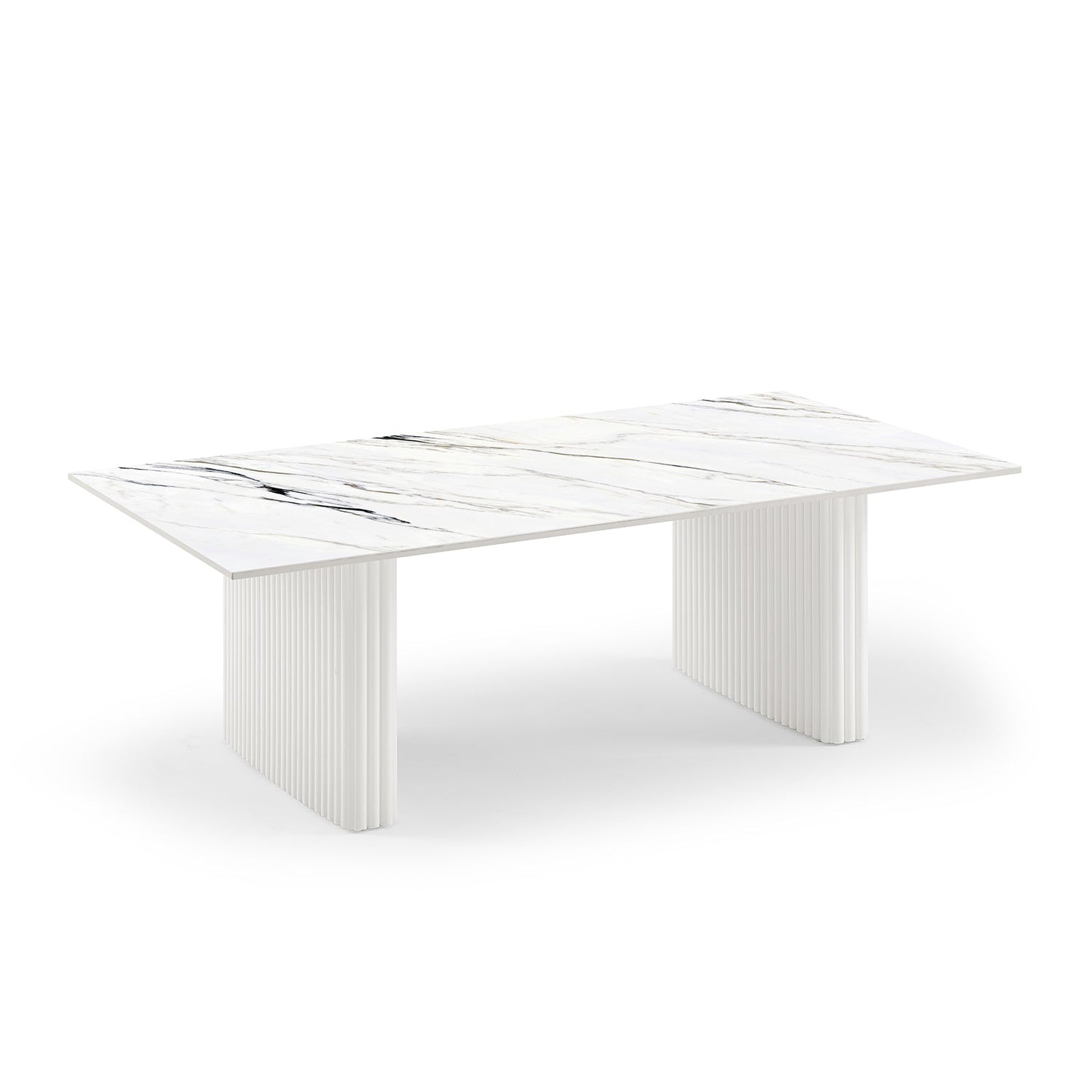 Coffee Table Sintered Stone Top MDF Table Base Glossy White-Furniture > Living Room > Coffee Tables-PEROZ Accessories