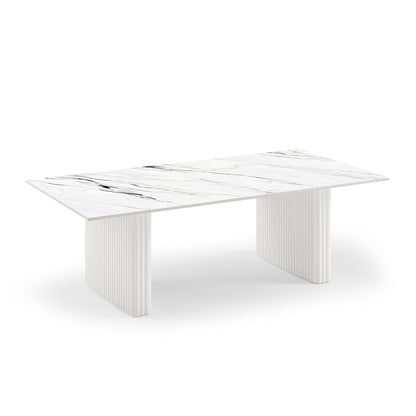 Coffee Table Sintered Stone Top MDF Table Base Glossy White-Furniture > Living Room > Coffee Tables-PEROZ Accessories