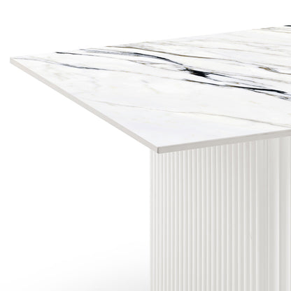 Coffee Table Sintered Stone Top MDF Table Base Glossy White-Furniture > Living Room > Coffee Tables-PEROZ Accessories