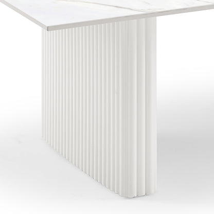 Coffee Table Sintered Stone Top MDF Table Base Glossy White-Furniture > Living Room > Coffee Tables-PEROZ Accessories