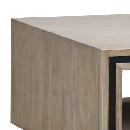 Coffee Table Solid Wood Acacia &amp; Veneer Frame 2 Drawers Storage Sliver Brush Colour-Furniture &gt; Living Room-PEROZ Accessories