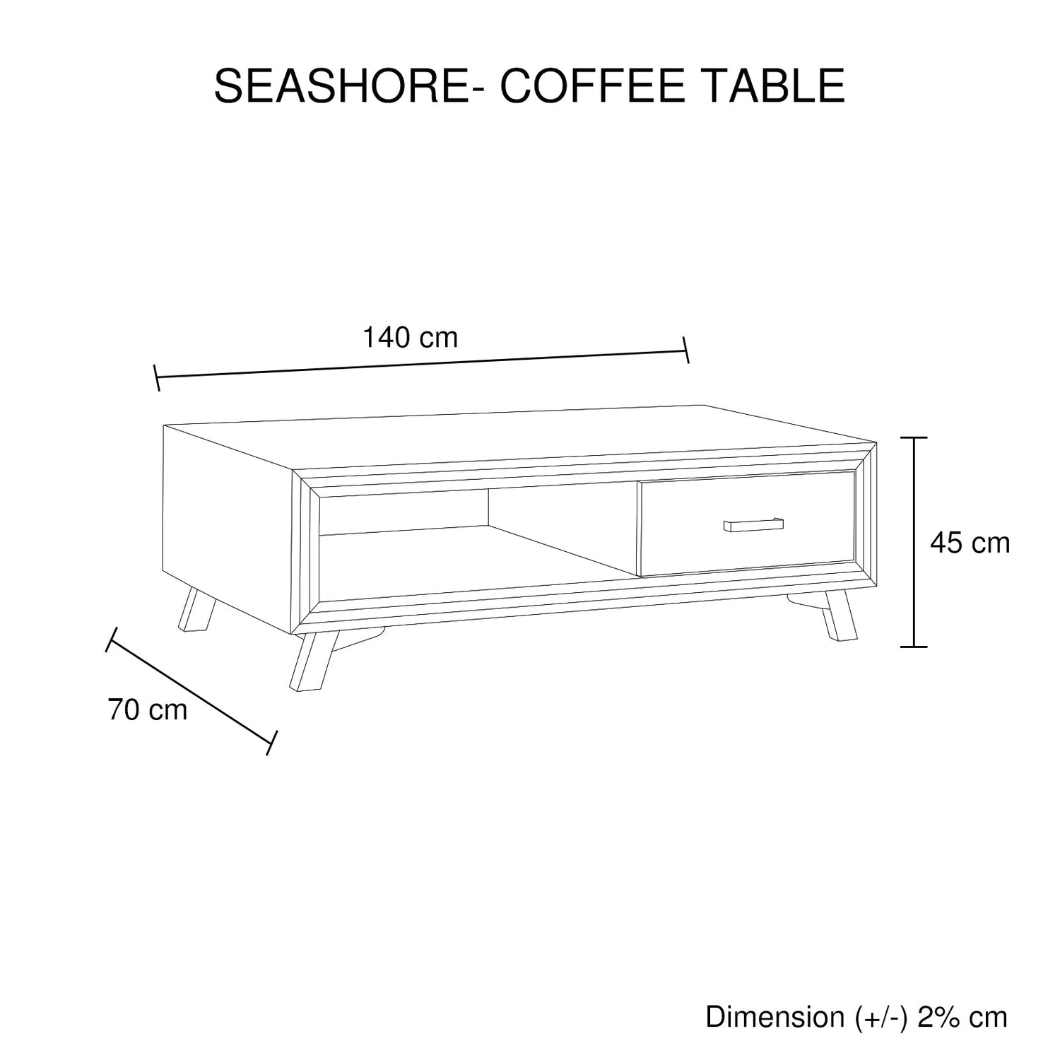 Coffee Table Solid Wood Acacia &amp; Veneer Frame 2 Drawers Storage Sliver Brush Colour-Furniture &gt; Living Room-PEROZ Accessories