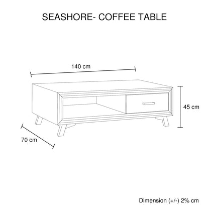 Coffee Table Solid Wood Acacia &amp; Veneer Frame 2 Drawers Storage Sliver Brush Colour-Furniture &gt; Living Room-PEROZ Accessories
