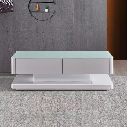 Stylish Coffee Table High Gloss Finish Shiny White Colour with 4 Drawers Storage-Furniture > Living Room > Coffee Tables-PEROZ Accessories