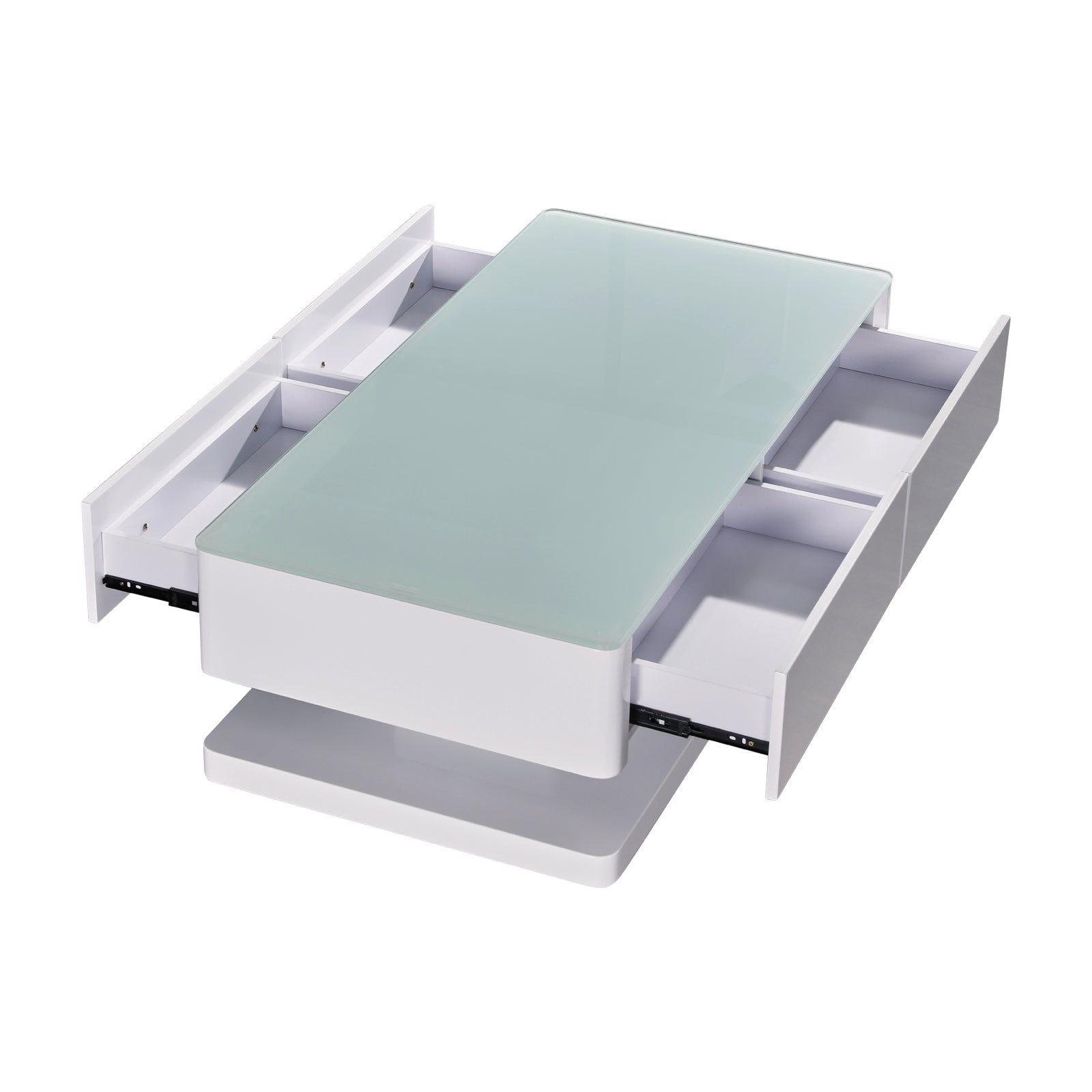 Stylish Coffee Table High Gloss Finish Shiny White Colour with 4 Drawers Storage-Furniture > Living Room > Coffee Tables-PEROZ Accessories