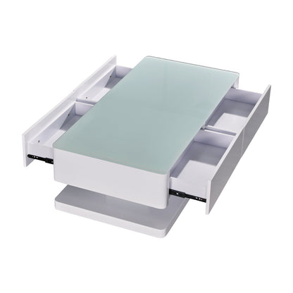 Stylish Coffee Table High Gloss Finish Shiny White Colour with 4 Drawers Storage-Furniture > Living Room > Coffee Tables-PEROZ Accessories