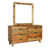 Dresser with 6 Storage Drawers in Solid Acacia With Mirror in Vintage Light Brown Colour-Furniture > Bedroom-PEROZ Accessories
