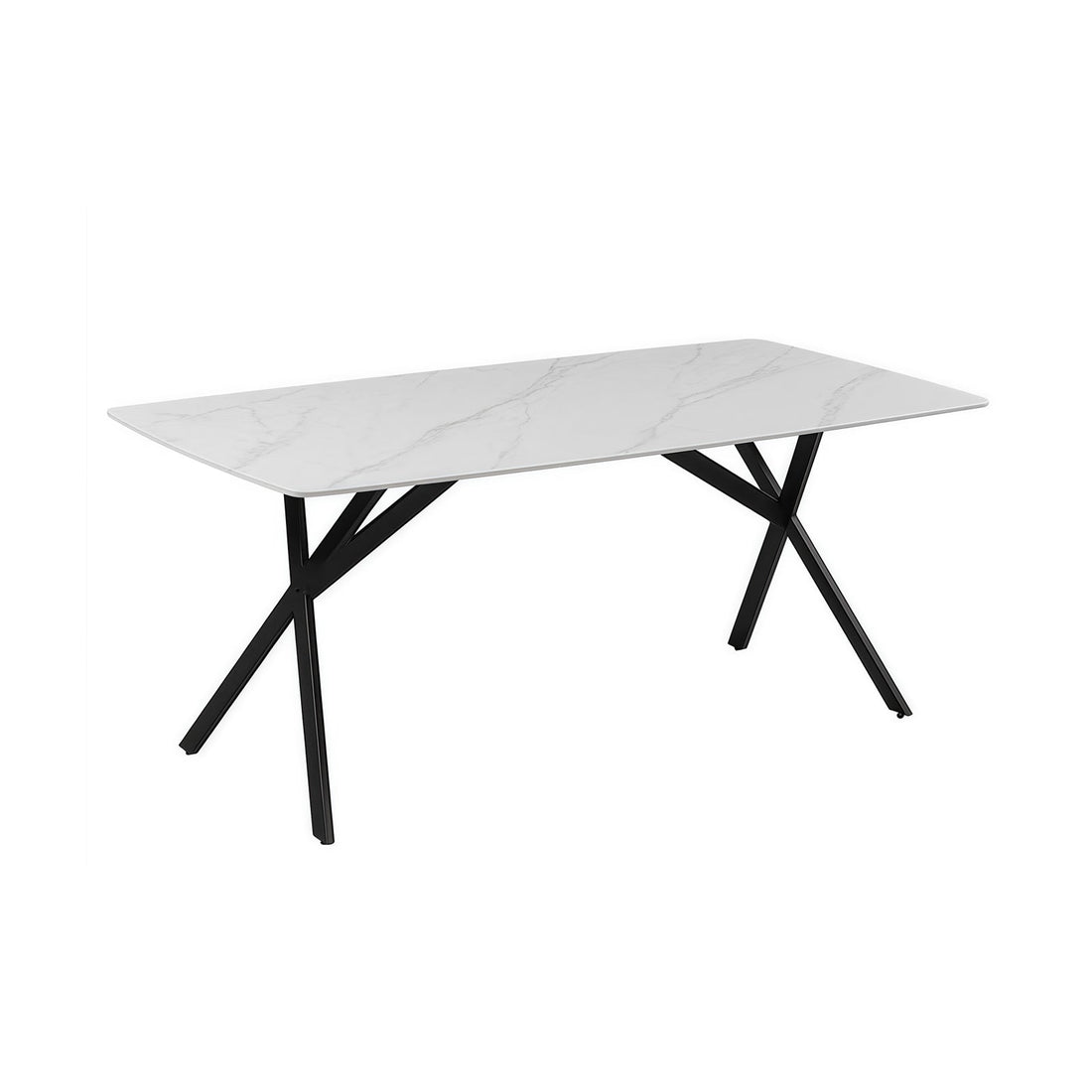 Dining Table Rectangular Shape White Sintered Stone Top Powder Coated Iron Legs-Furniture > Dining > Dining Tables-PEROZ Accessories