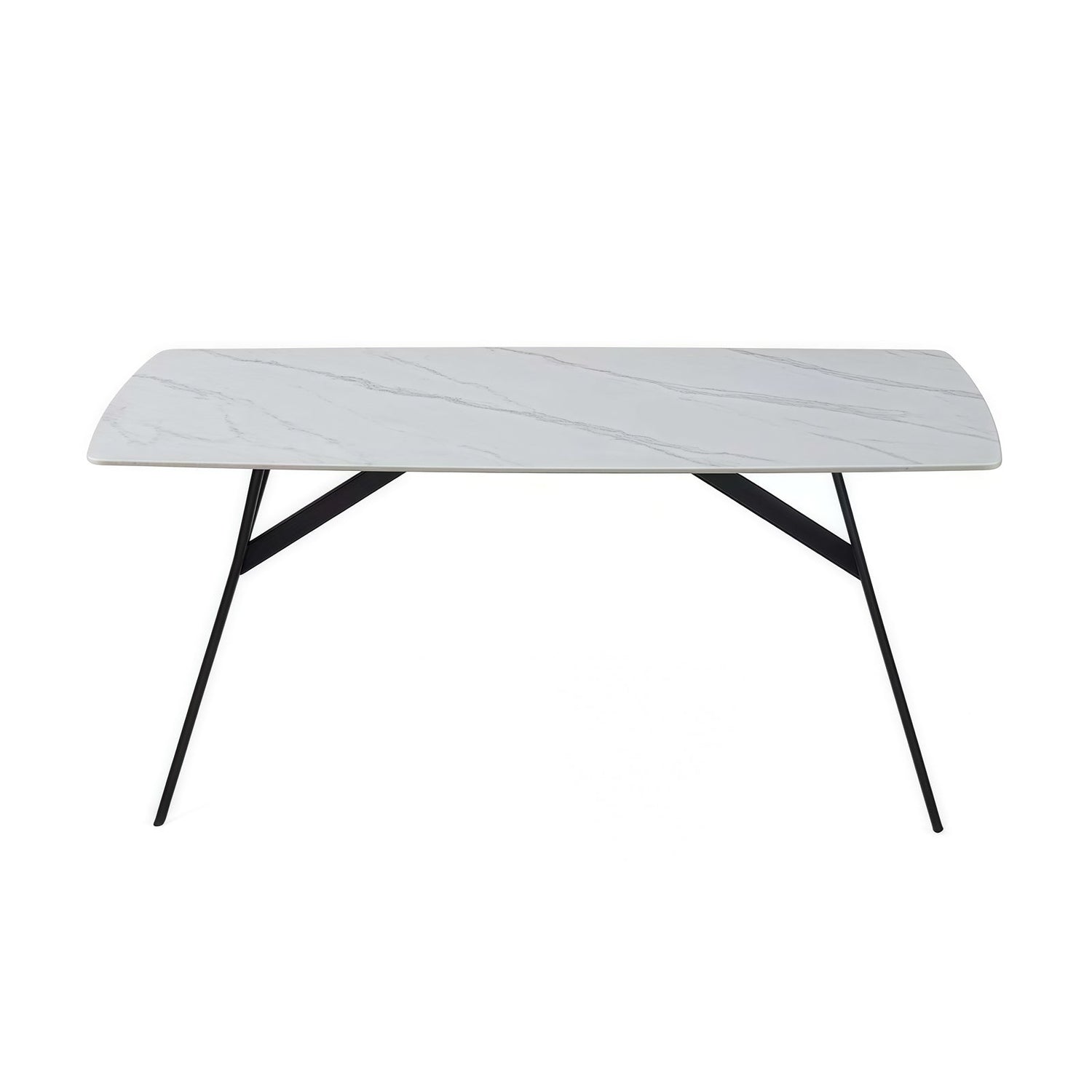 Dining Table Rectangular Shape White Sintered Stone Top Powder Coated Iron Legs-Furniture > Dining > Dining Tables-PEROZ Accessories