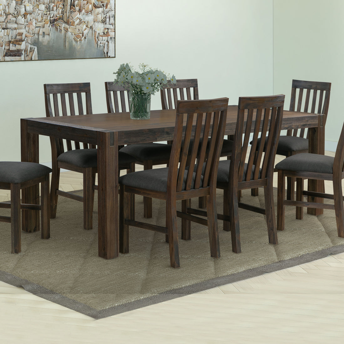 Dining Table 210cm Large Size with Solid Acacia Wooden Base in Chocolate Colour-Furniture > Dining > Dining Tables-PEROZ Accessories