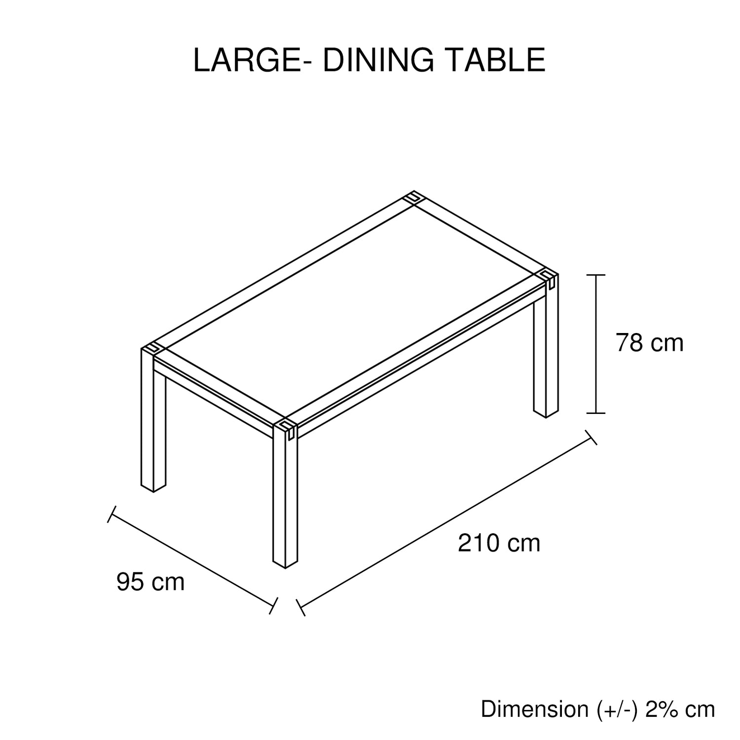Dining Table 210cm Large Size with Solid Acacia Wooden Base in Chocolate Colour-Furniture > Dining > Dining Tables-PEROZ Accessories