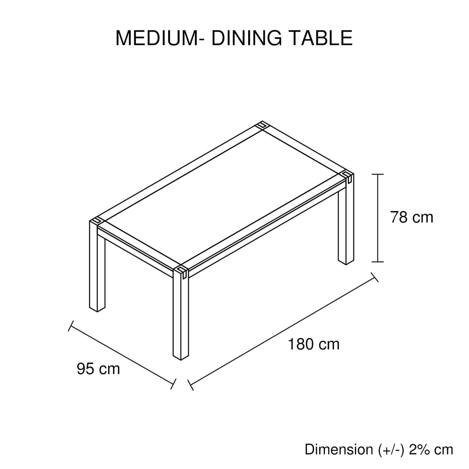 Dining Table 180cm Medium Size with Solid Acacia Wooden Base in Chocolate Colour-Furniture > Dining > Dining Tables-PEROZ Accessories