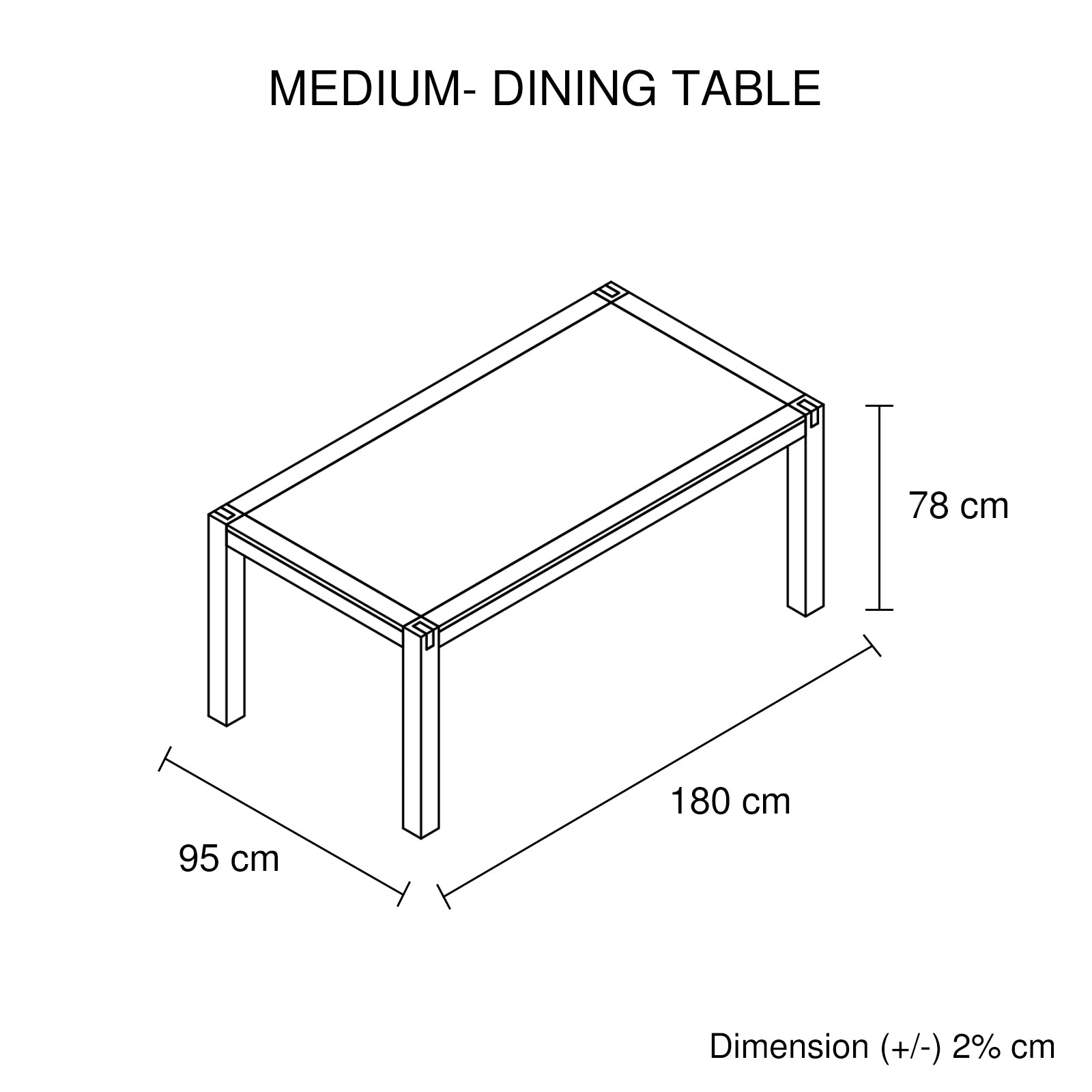 Dining Table 180cm Medium Size with Solid Acacia Wooden Base in Chocolate Colour-Furniture > Dining > Dining Tables-PEROZ Accessories