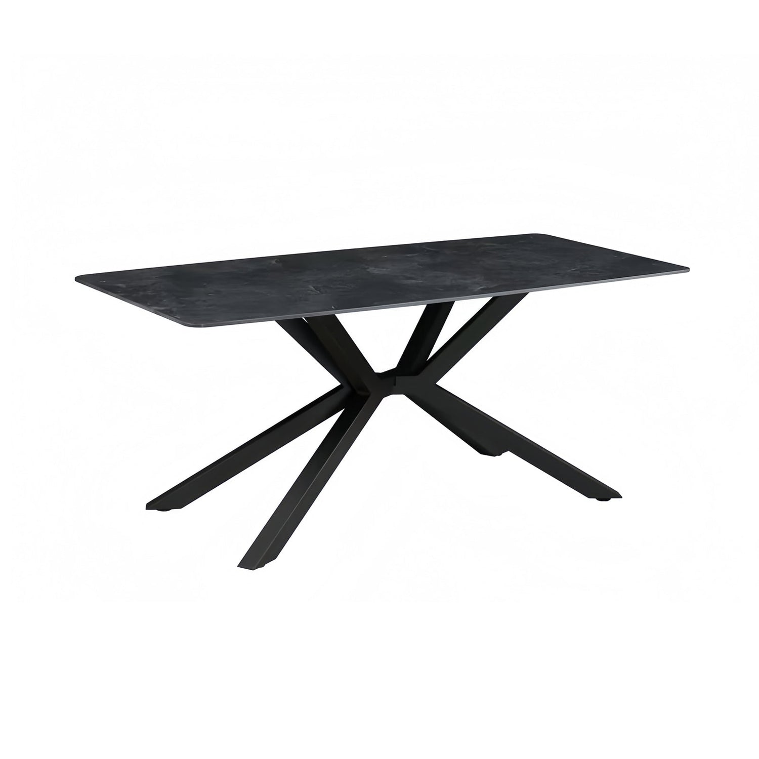 Dining Table Rectangular Shape Green Sintered Stone Top Powder Coated Iron Legs-Furniture > Dining > Dining Tables-PEROZ Accessories