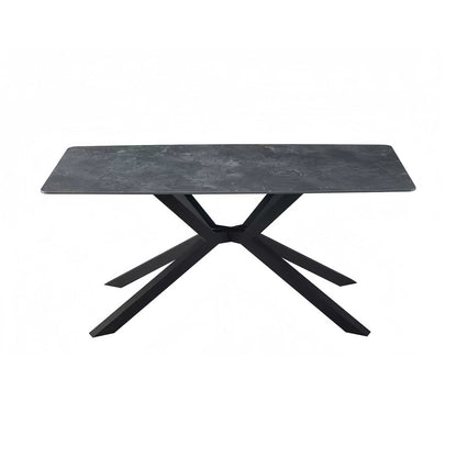 Dining Table Rectangular Shape Green Sintered Stone Top Powder Coated Iron Legs-Furniture > Dining > Dining Tables-PEROZ Accessories