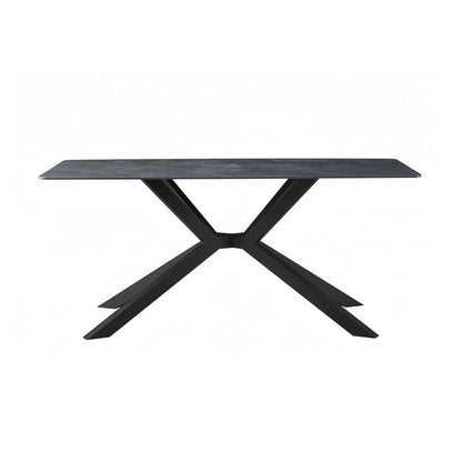 Dining Table Rectangular Shape Green Sintered Stone Top Powder Coated Iron Legs-Furniture > Dining > Dining Tables-PEROZ Accessories