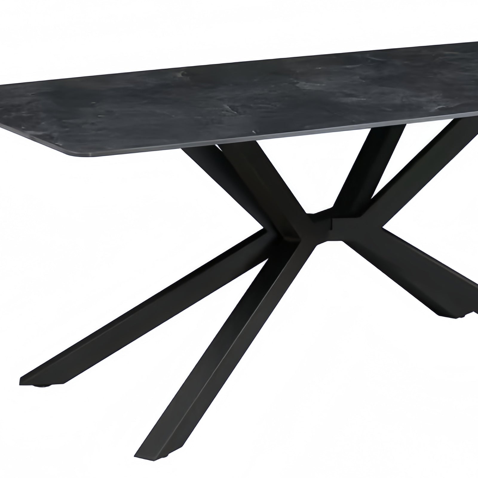 Dining Table Rectangular Shape Green Sintered Stone Top Powder Coated Iron Legs-Furniture > Dining > Dining Tables-PEROZ Accessories