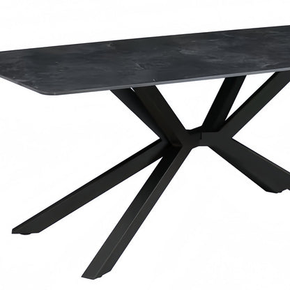 Dining Table Rectangular Shape Green Sintered Stone Top Powder Coated Iron Legs-Furniture > Dining > Dining Tables-PEROZ Accessories