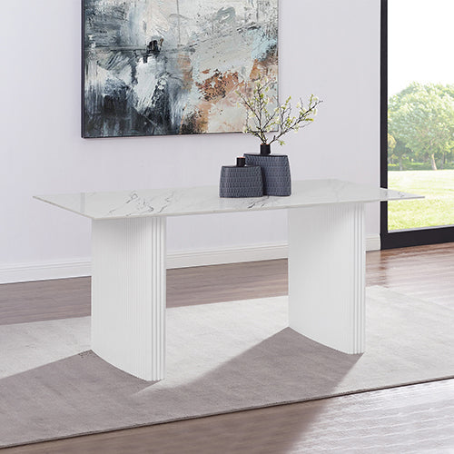 Dining Table Sintered Stone Top MDF Table Base High Glossy White-Furniture > Dining > Dining Tables-PEROZ Accessories