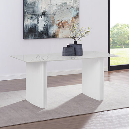 Dining Table Sintered Stone Top MDF Table Base High Glossy White-Furniture > Dining > Dining Tables-PEROZ Accessories