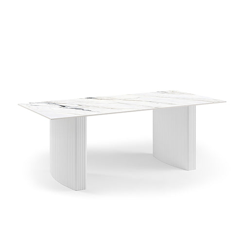 Dining Table Sintered Stone Top MDF Table Base High Glossy White-Furniture > Dining > Dining Tables-PEROZ Accessories