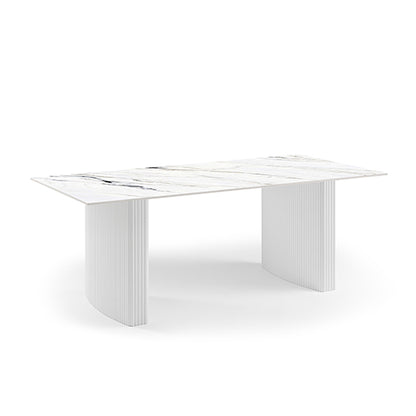 Dining Table Sintered Stone Top MDF Table Base High Glossy White-Furniture > Dining > Dining Tables-PEROZ Accessories