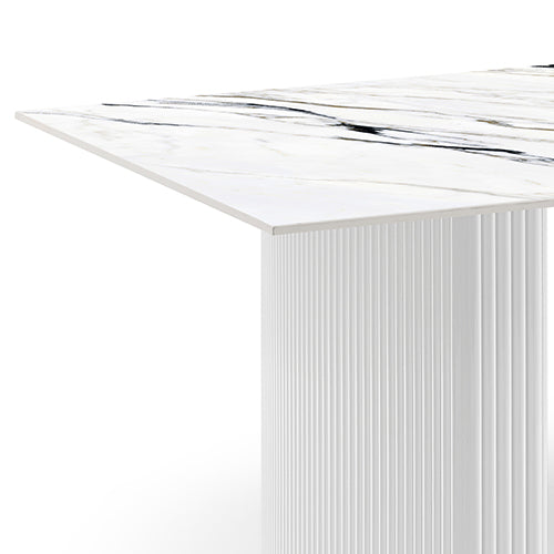 Dining Table Sintered Stone Top MDF Table Base High Glossy White-Furniture > Dining > Dining Tables-PEROZ Accessories