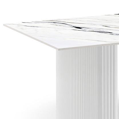 Dining Table Sintered Stone Top MDF Table Base High Glossy White-Furniture > Dining > Dining Tables-PEROZ Accessories