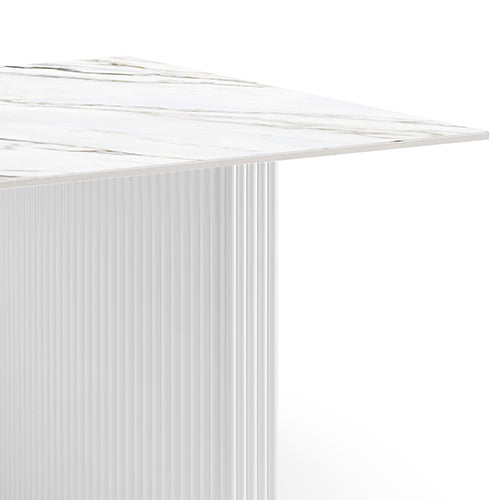 Dining Table Sintered Stone Top MDF Table Base High Glossy White-Furniture > Dining > Dining Tables-PEROZ Accessories