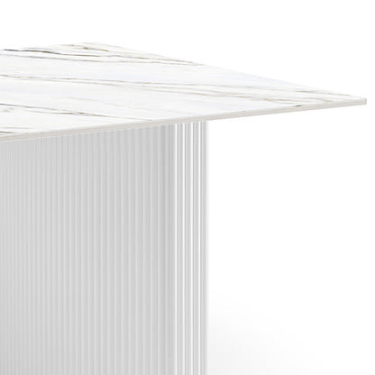 Dining Table Sintered Stone Top MDF Table Base High Glossy White-Furniture > Dining > Dining Tables-PEROZ Accessories
