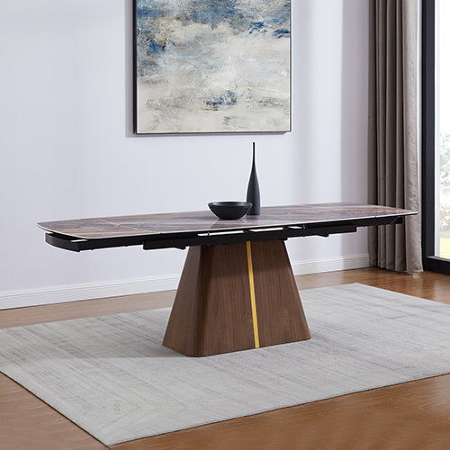 Dining Table MDF Ceramic Glass Table Top Extendable Decorative Stripe-Furniture > Dining > Dining Tables-PEROZ Accessories