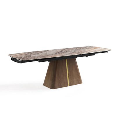 Dining Table MDF Ceramic Glass Table Top Extendable Decorative Stripe-Furniture > Dining > Dining Tables-PEROZ Accessories
