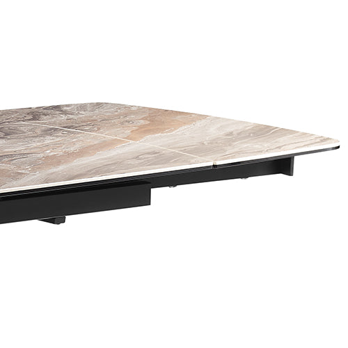 Dining Table MDF Ceramic Glass Table Top Extendable Decorative Stripe-Furniture > Dining > Dining Tables-PEROZ Accessories